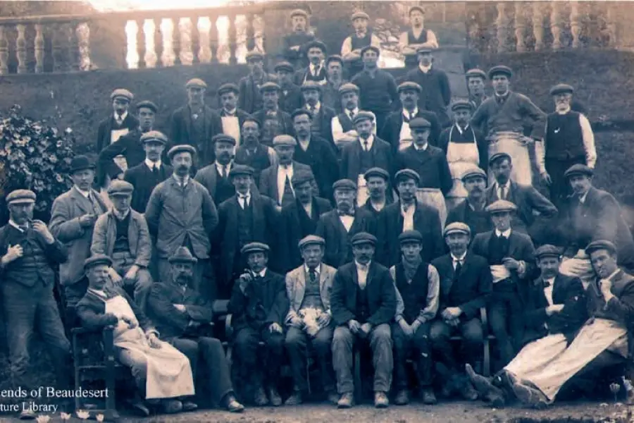 The Beaudesert garden staff gathered for a photograph, around 1900
