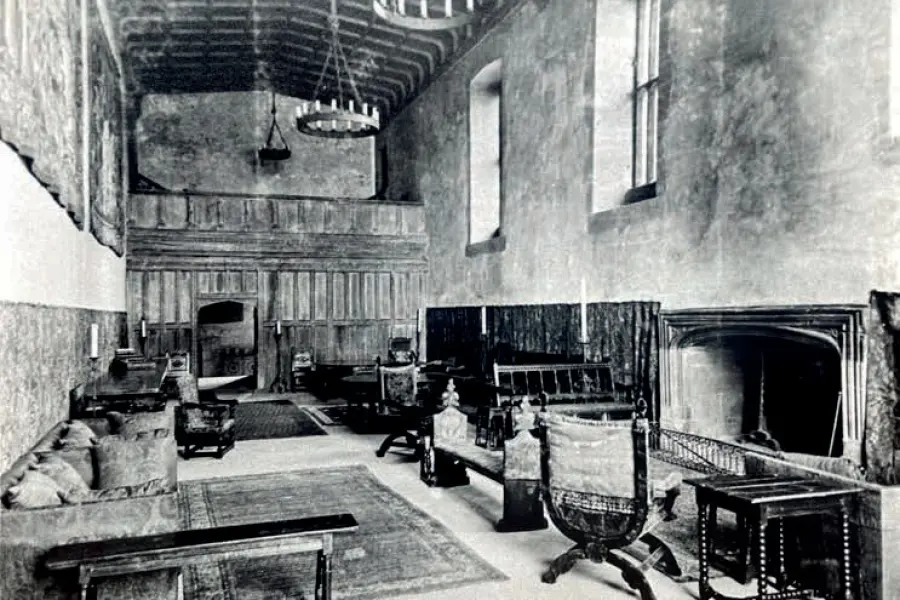 The Great Hall at Beaudesert, with its large fireplace